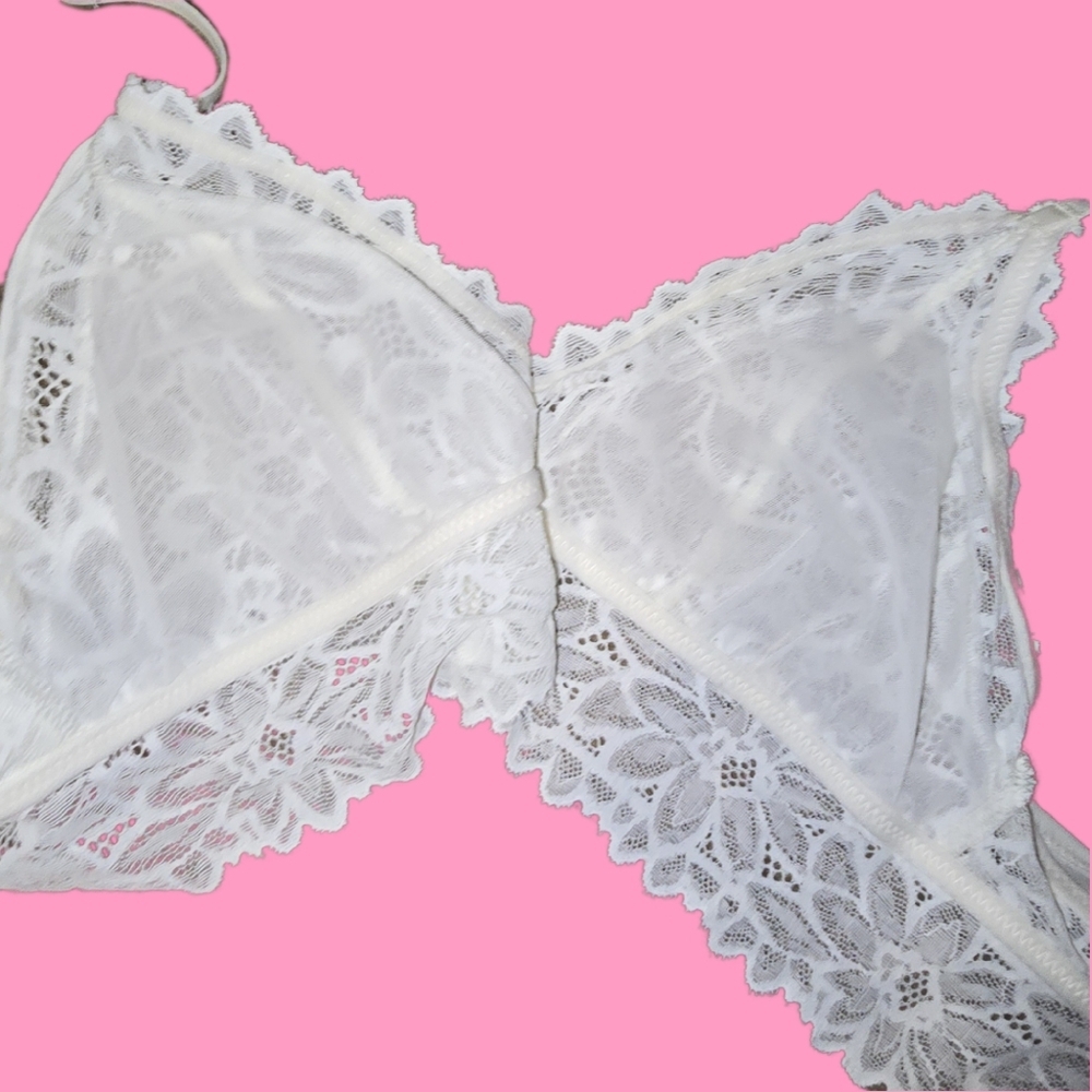 🆕Aerie Real Power Plunge Push Up Unlined Bra in White - Medium - NWT - Picture 5 of 6